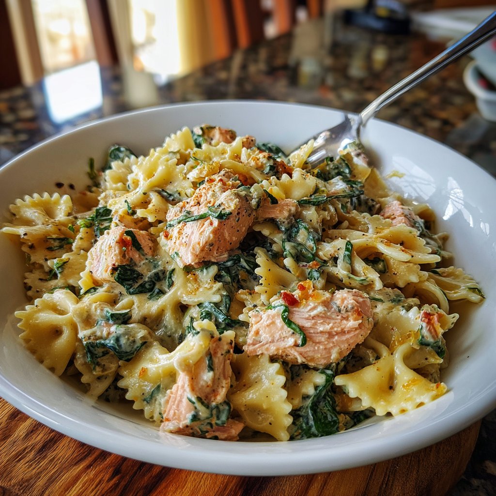Creamy Spinach and Salmon Pasta