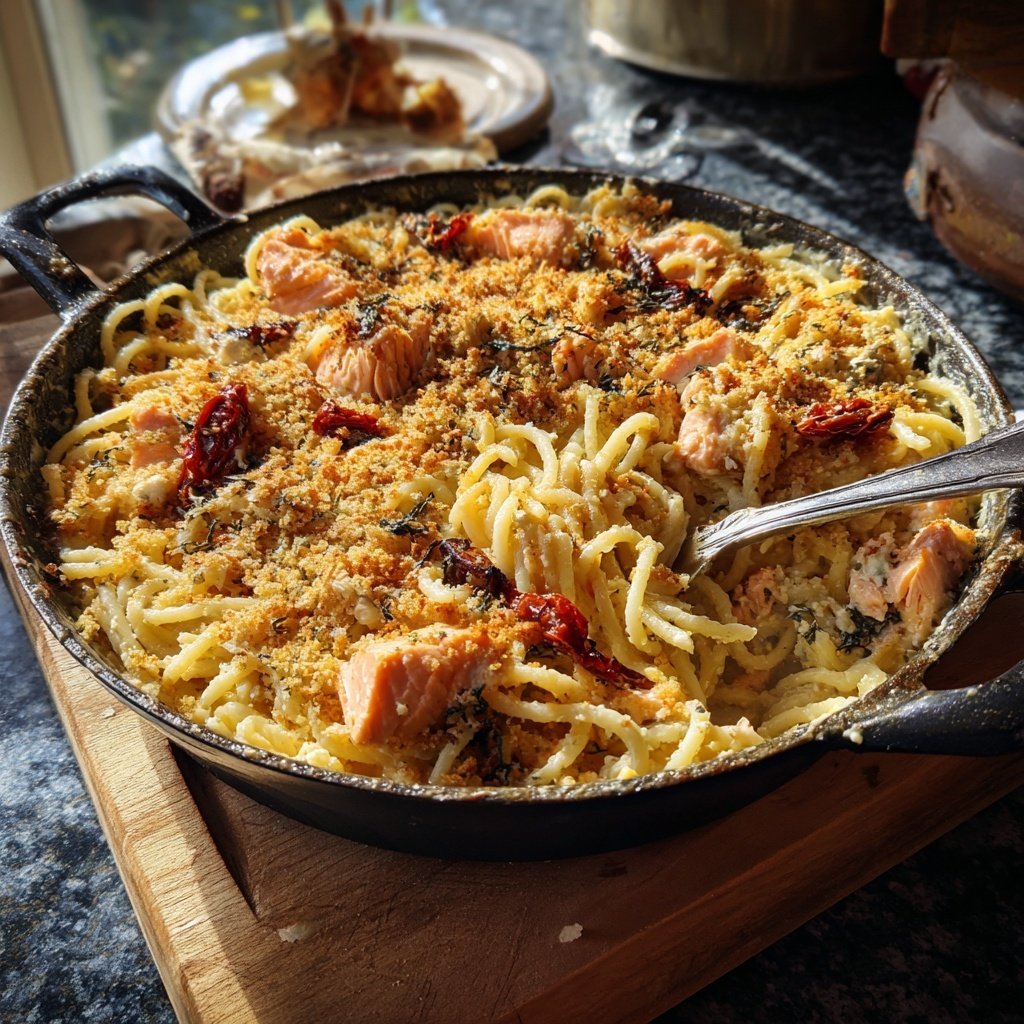 Baked Feta Salmon Pasta